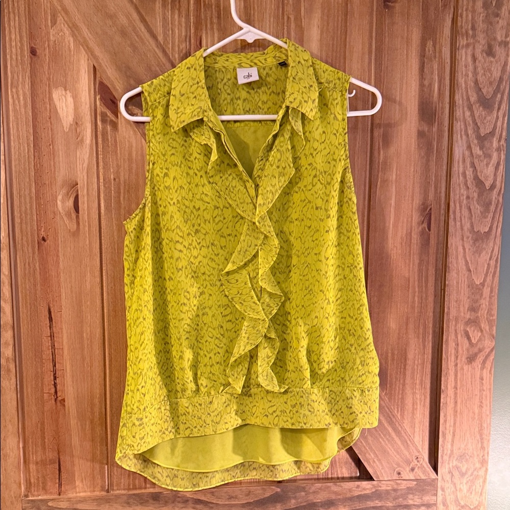 CAbi Lime Green Ruffle Blouse